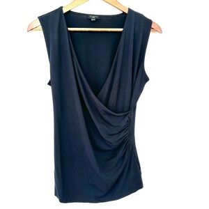 Talbots Black Sleeveless Surplice Top, sleeveless, stretch knit